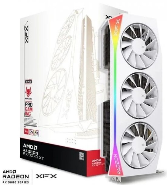 XFX Mercury AMD Radeon RX 9070 XT OC White Gaming Edition - Videokaart - 16GB - GDDR6 - PPCIe 5.0 - 1x HDMI 2.1b - 3x DisplayPort 2.1a