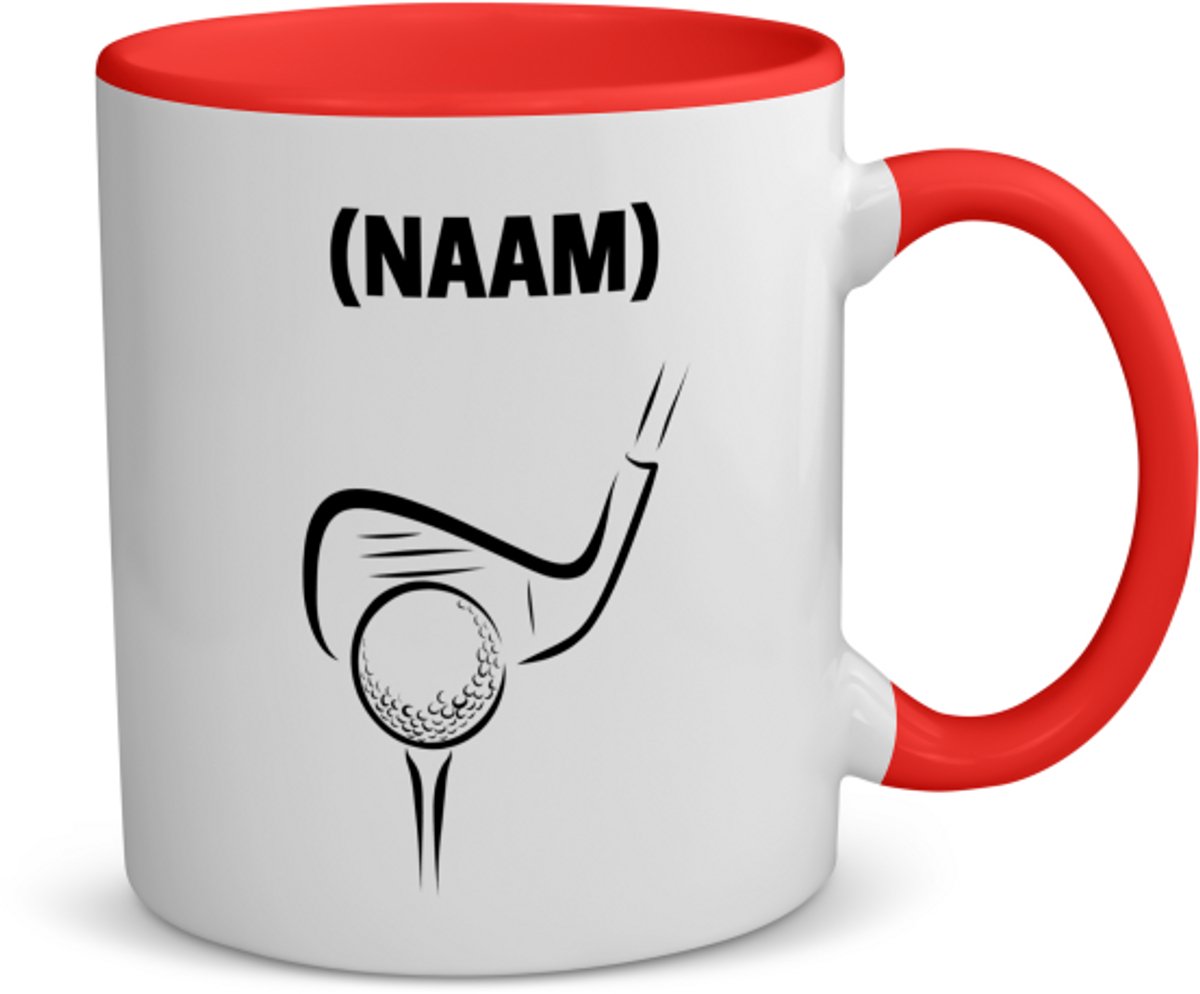 Akyol - golf met eigen naam koffiemok - theemok - rood - Golfen - golfer - sport - 350 ML inhoud