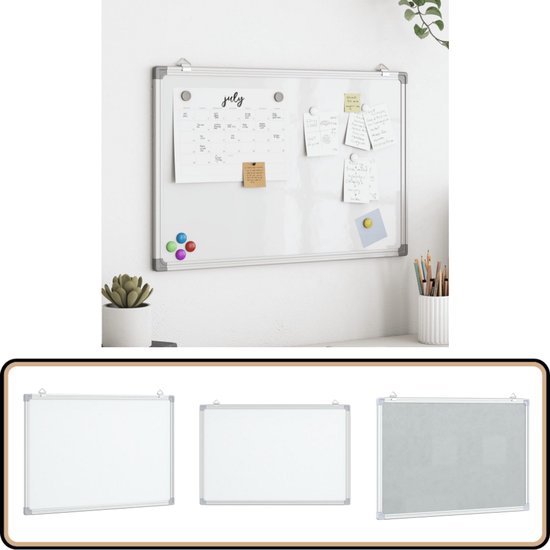 vidaXL Whiteboard Magnetisch - 60x40 cm - Aluminium Magnetisch Whiteboard - Whiteboard Kopen - Bureau Accessoires - White Board - Planningsbord