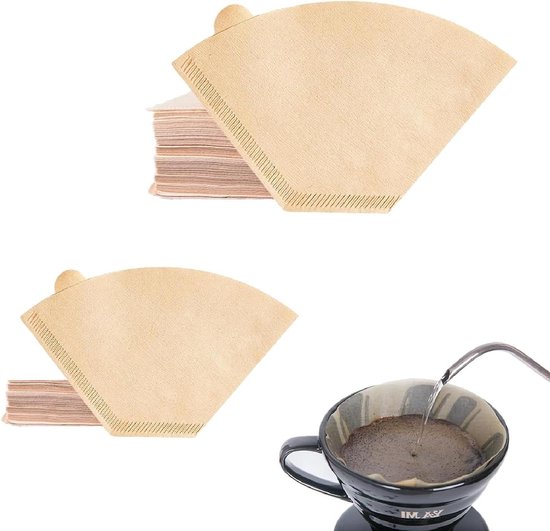 100 stuks ongebleekte wegwerp-koffiefilters voor thuis, cafés, restaurants en kantoren (wit