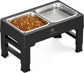 FURTASTIC® Voerbak Hond met standaard - Dubbele RVS bak - Drinkbak Hond - Verhoogde voerbak Hond - Verstelbaar
