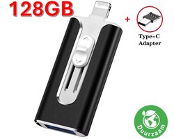 Eletrova® USB Stick | Draagbare USB Stick | Telefoon Opslag | Opslag 128GB | Incl. Adapters | Voor Apple, Android & Windows