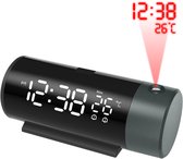 Nuvance - Radio-réveil avec projection - Wekker numérique - Radio-réveil - avec fonction Snooze et double alarme - Port de charge USB inclus