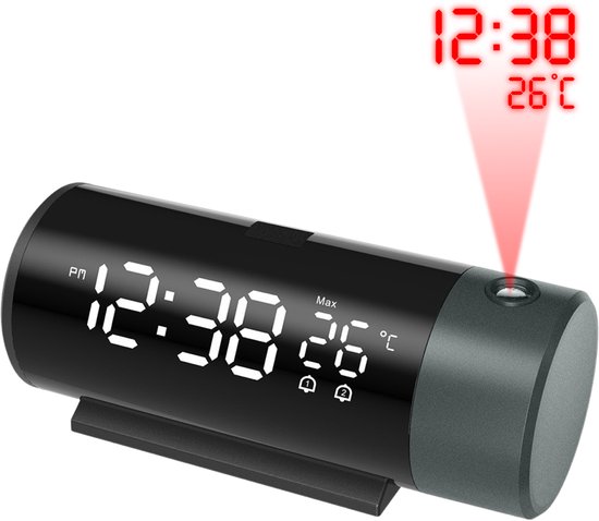 Foto: Nuvance digitale wekker met projectie digitale klok slaapkamer snooze functie dubbel alarm wekkers digitaal alarmklok