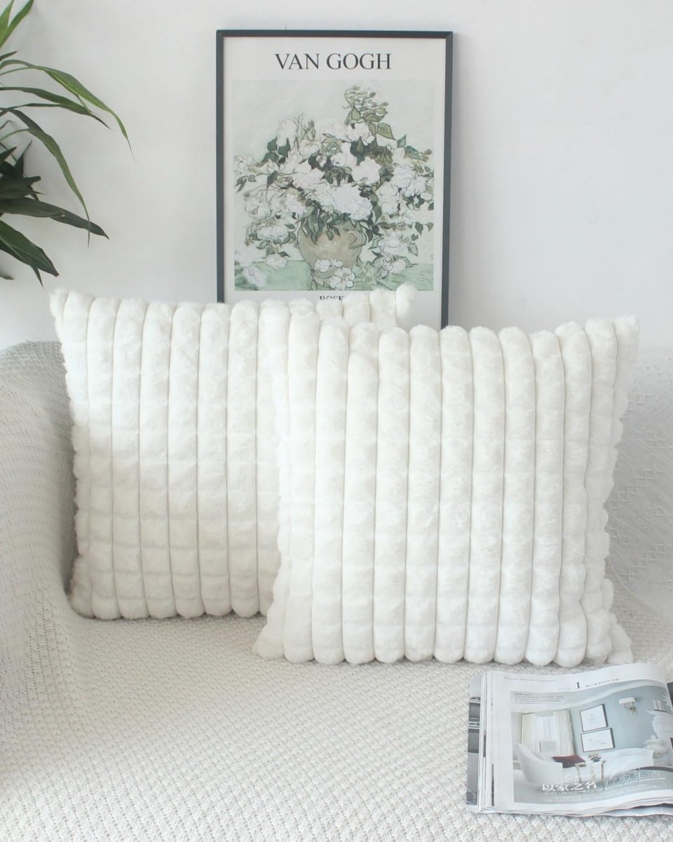 My Ninki ® Zachte Crèmekleurige Kussenhoezen Set van 2 voor Luxe en Comfortabele Decoratie wit