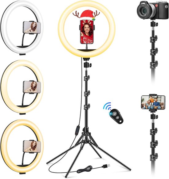 Webcam Selfie Licht Stand, 26 cm Ringverlichting met Desktop Houder en Magnetische Montage compatibel met Logitech C920 StreamCam C922 C930 C925 C615 BrioWebcams