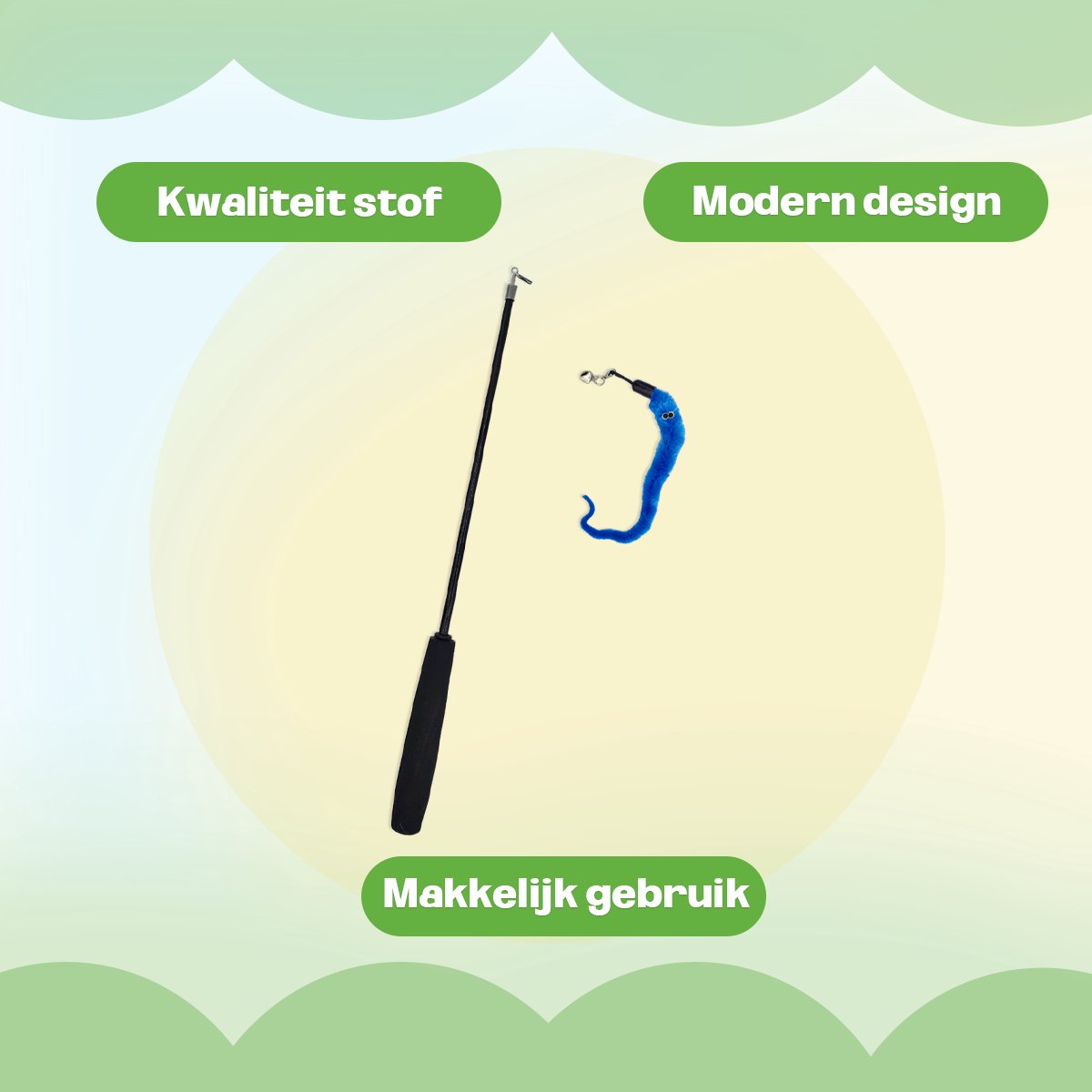 Katten speeltjes Katten Speelgoed Kattenspeeltjes Katten Hengel Worm Incl. Hengel - Blauw thumbnail 2