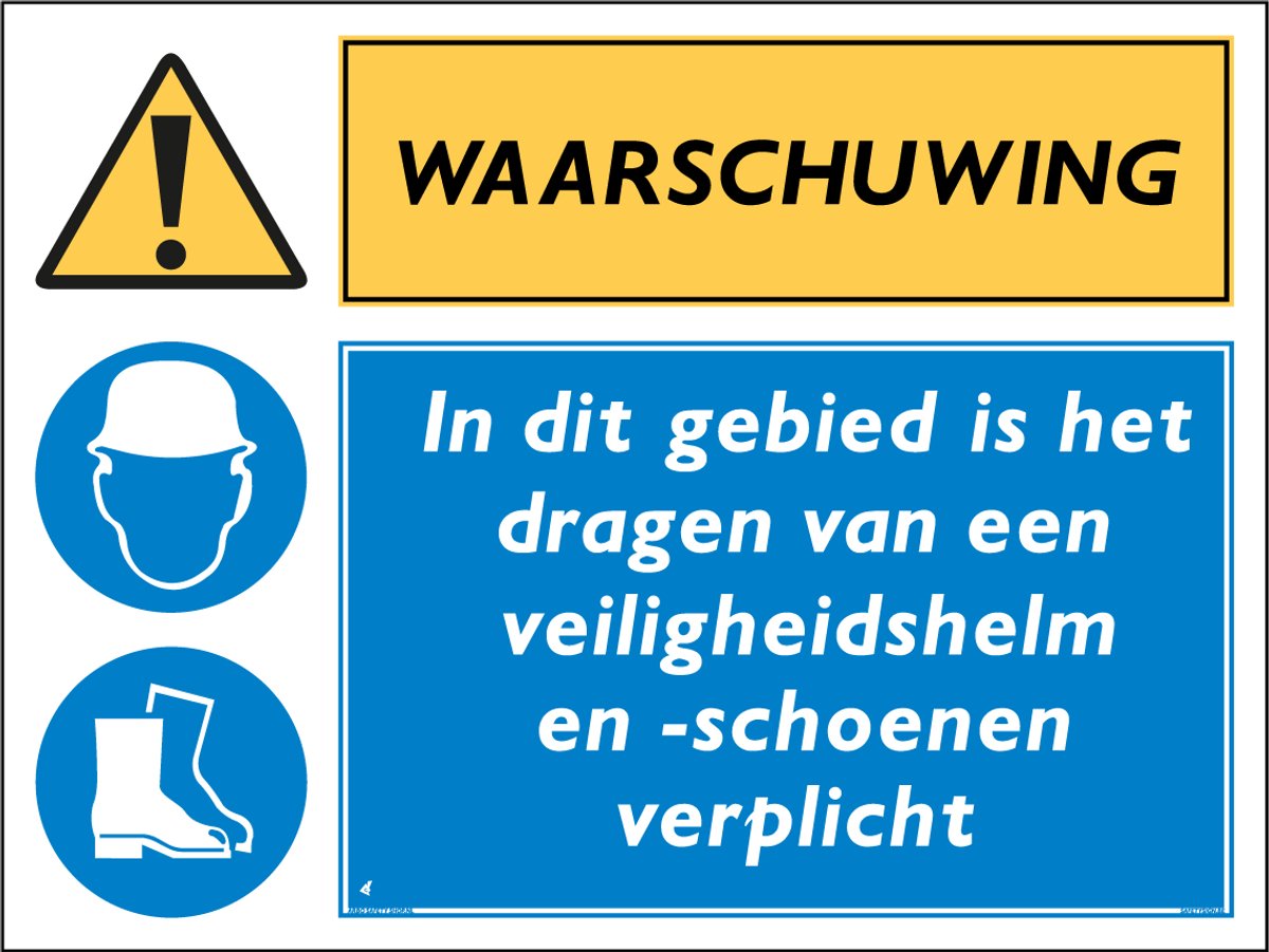 Veiligheidshelm en -schoenen verplicht bord - Waarschuwing - Forex - 30 x 40 cm