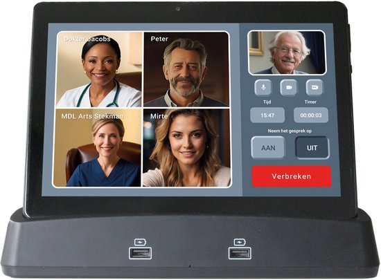 PRIFORA ZorgTablet, WiFi+SIM+Bluetooth, Gratis Prifora App, Ook voor ouderen en mantelzorgers, Eenvoudig bedienen Diashow, Beeldbellen, Telefoon, Chat, Agenda, Klok en Weer. beveiligd privé netwerk. Geen gebruik Social Media Apps