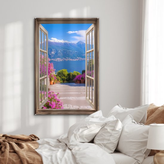 MuchoWow® Peinture sur verre 60x90 cm - Peinture sur verre acrylique - Vue - Berg - Paysage - Vue - Lac - Photo sur verre - Décoration murale salon - Décoration murale chambre - Peintures