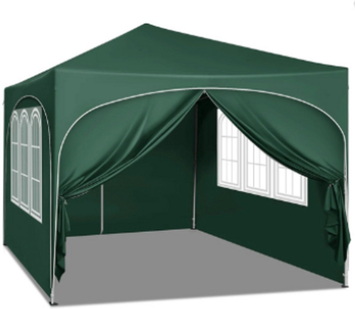Mygroot - Partytent met zijwanden - Groen - Opvouwbaar - Easy up - Paviljoen - Waterdicht weerbestendig - 3x3 m