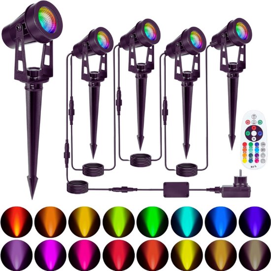 Set Van 4 LED Tuinspots Met Kleuren