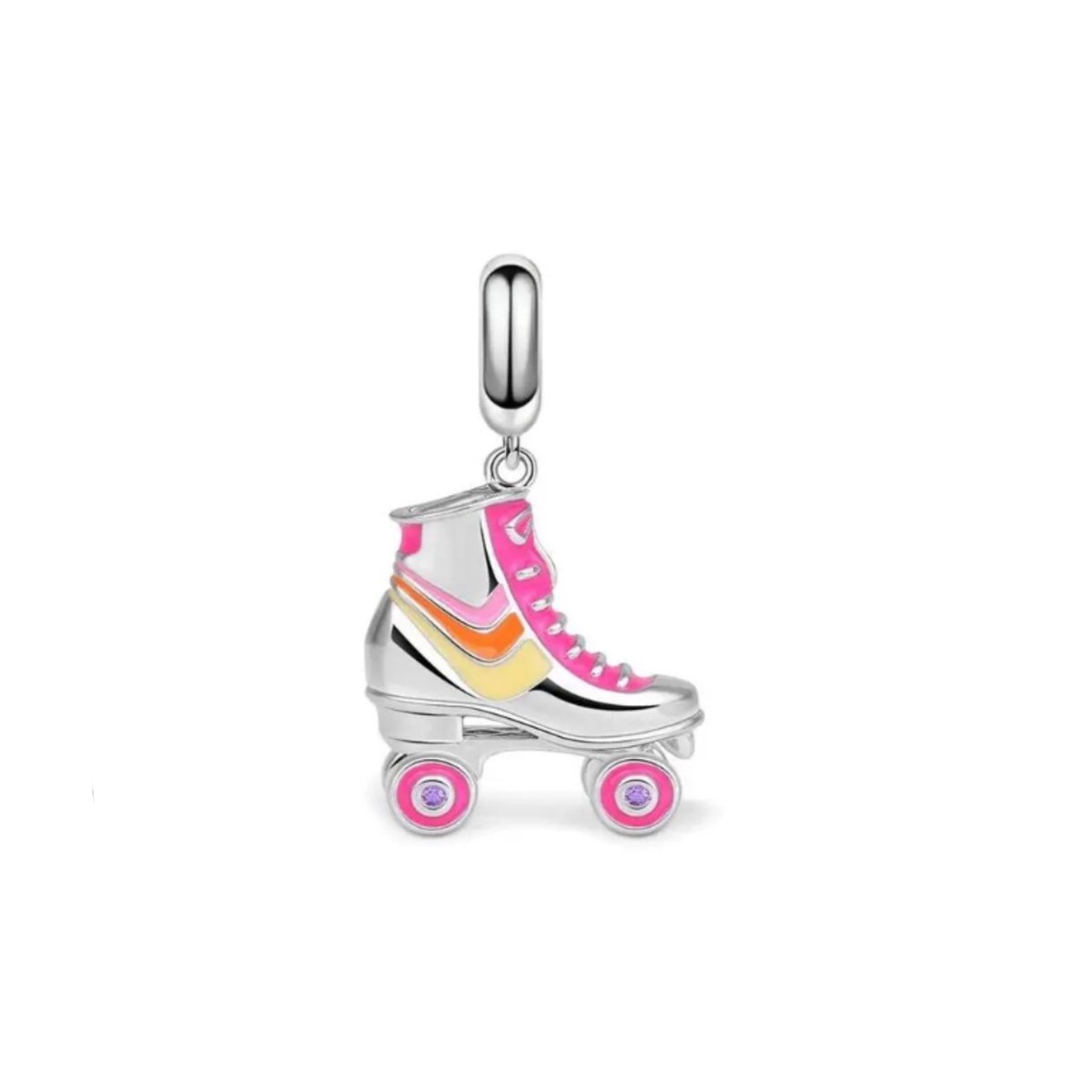 SportPresent® - Sportbedel - Rolschaats - Bedel voor Armband - Geschikt voor armband - Rolschaatsen - Rollerskates - Charm - Zilver - 925 - Ketting - Sleutelhanger - Teamkado