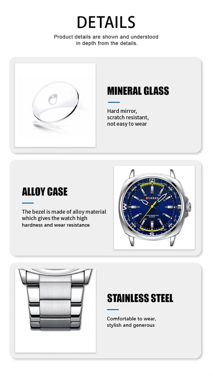 Curren - Horloge - Herenhorloge - Analoog - 41mm - Zwart - Oranje - Staal - 8455