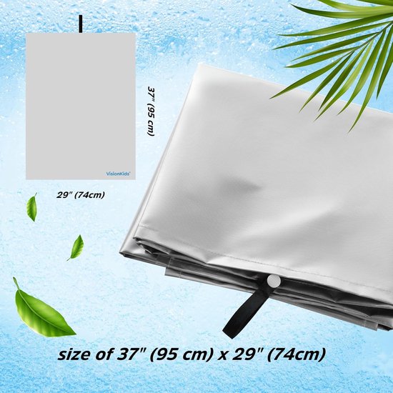 74×95cm - Zonnescherm voor kinderautostoel - Stofhoes voor kinderautostoel - Blokkeert UV-straling en beschermt tegen de zon - Houdt de peuterstoel koel - Stof- en vuilafstotend - Reisaccessoire - Zilver — afbeelding 2