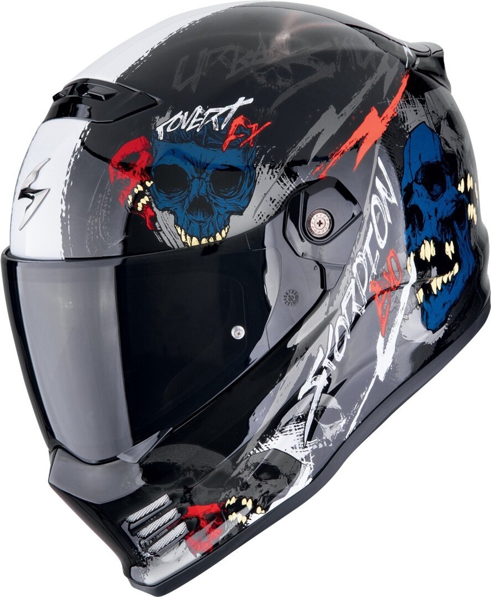 Scorpion Covert FX Skullz Zwart Grijs Rood Integraalhelm - Maat S - Helm