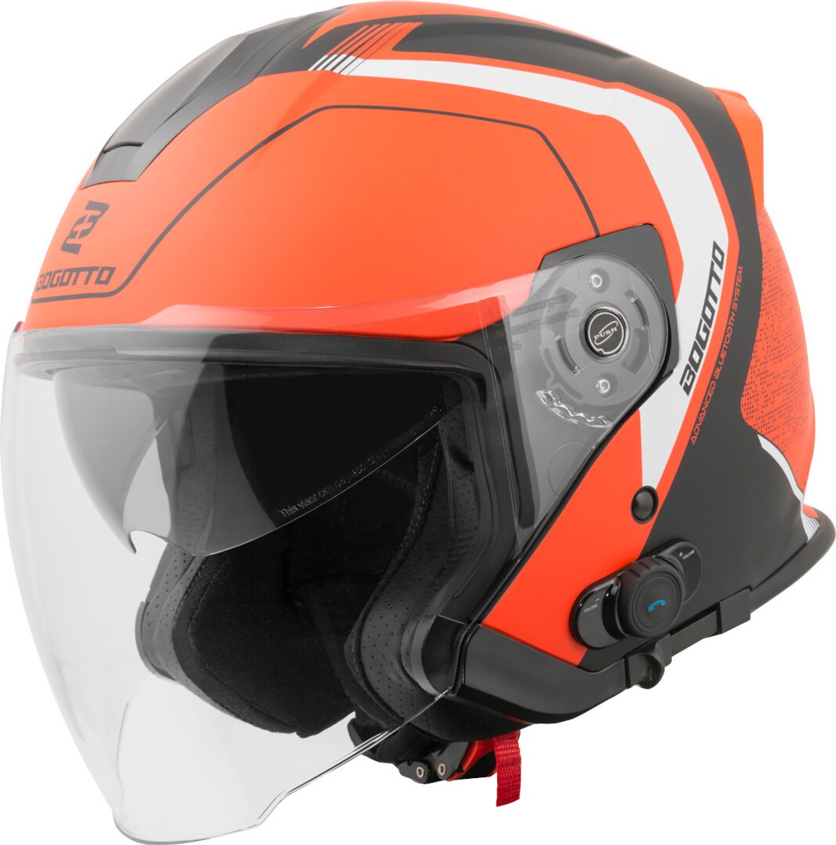 Bogotto H586 BT Illus Zwart Oranje Bluetooth Jethelm - Maat XL - Helm