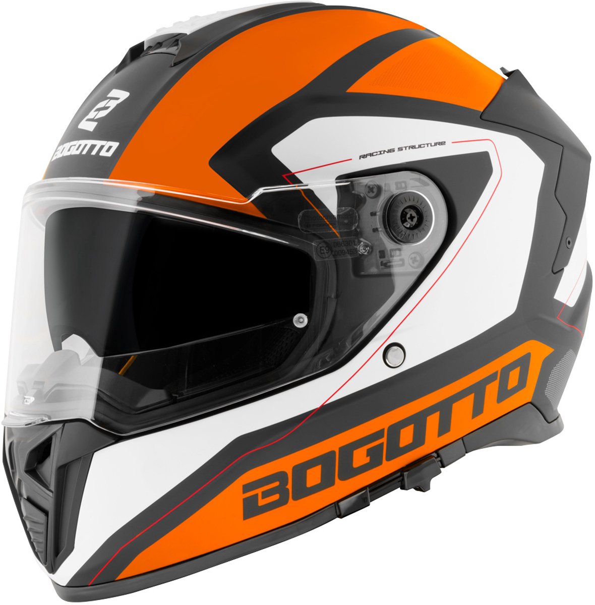 Bogotto FF122 BGT Wit Oranje Integraalhelm - Maat M - Helm