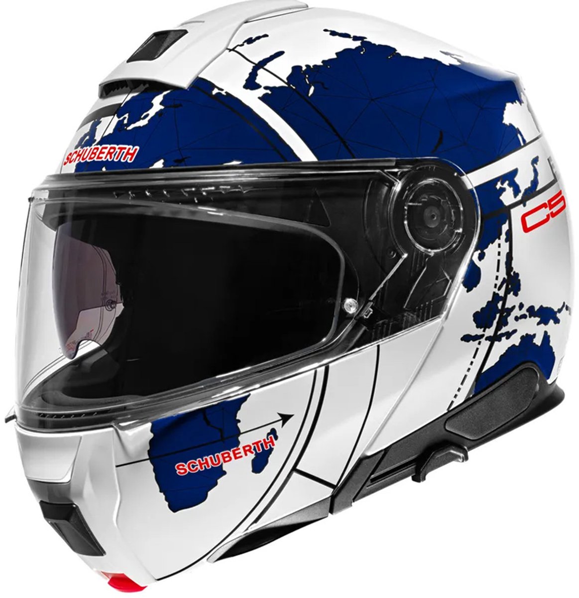 Schuberth C5 Globe Wit Blauw Systeemhelm - Maat XS - Helm