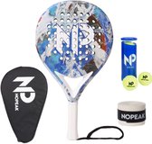 Padelracket NOPEAK FROST - Art Nature collection - Inclusief Padel tas en Padel ballen – 100% Carbon Padelracket