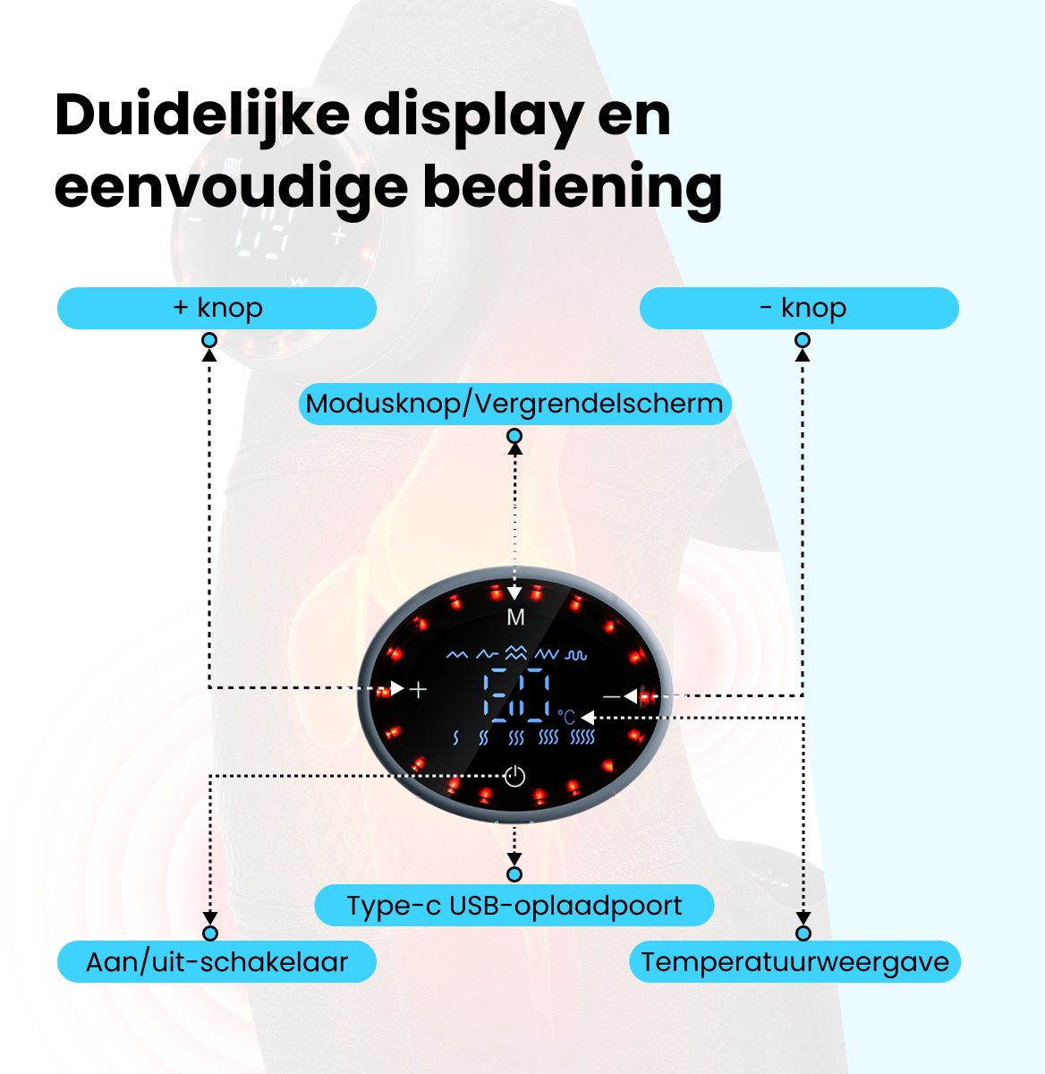 PrimePoint 2025 Knie Massage Apparaat met Infrarood Warmte - afbeelding 3
