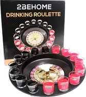 2BEHOME Drankspel Roulette Wiel - Incl. 16 Shotglaasjes - Drankspelletjes Volwassenen - Spelletjes voor Volwassenen - Drinking Game - Spellen - Drank Spelletjes