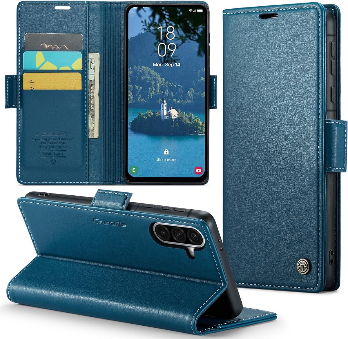 Zandarix Geschikt voor Samsung Galaxy A56 5G - Lederen Flip Wallet - Kaartenvakken - Standfunctie - Magneet - Book Case Hoesje - Blauw
