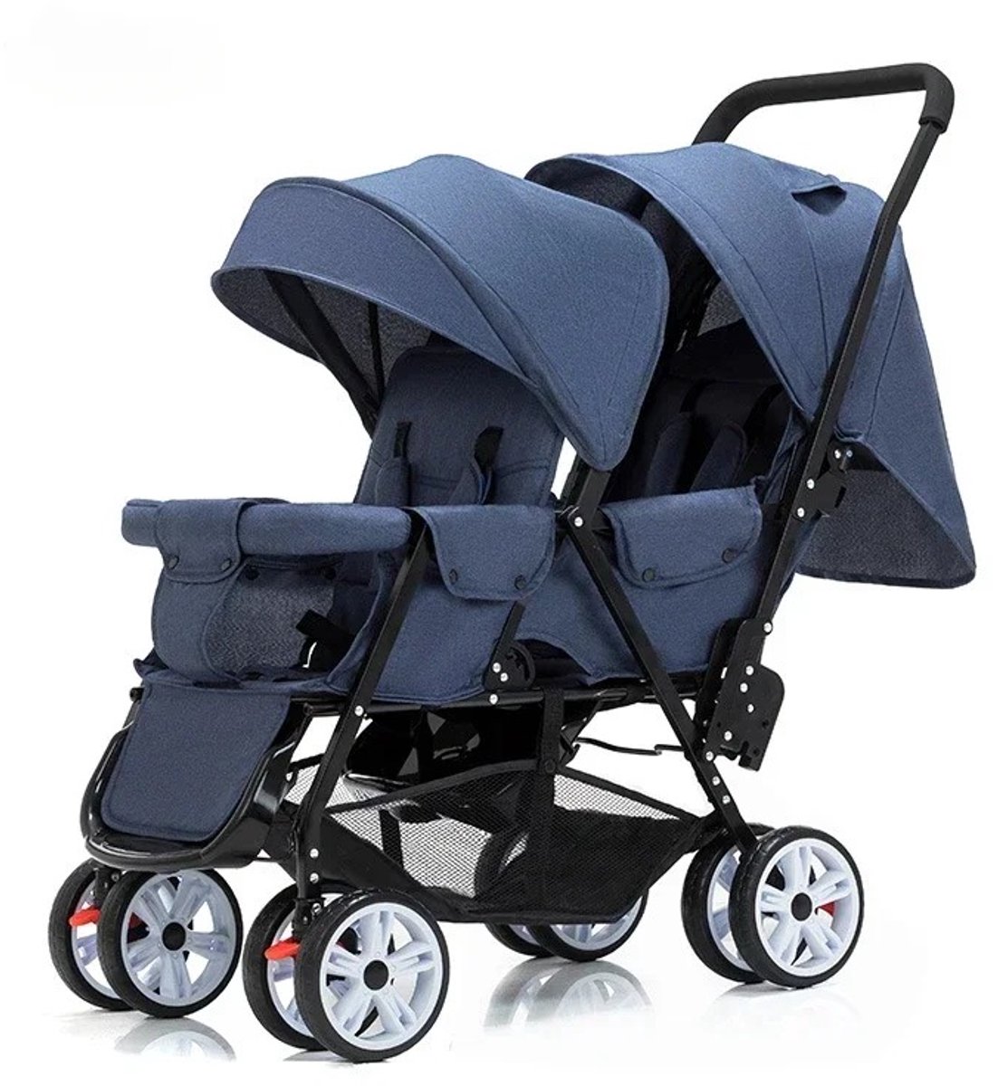 Tweelingwagen - Buggy - Buggy's - Buggy Inklapbaar - Buggy Tweeling - Blauw - Lichtgewicht - Kinderen - Kind - Baby - Baby's - Tweeling Buggy - Opvouwbar - Meerdere Standen