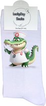 Dokter - Opkikker - Verjaardag cadeau - Grappige sokken - Leuke sokken - Hem haar sokken - Vrolijke sokken - Ziekenhuis - Moederdag - Krokodil - Ziek - Operatie - Beterschap - Grappig cadeau - Kerst sokken - Sint cadeau - Socks maken Happy - 37-44