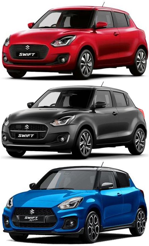 Tapis de voiture GoodGo BasicLine FEUTRE AIGUILLE NOIR/BORD GRIS + EMBLEME Suzuki Swift AZ 1.0/1.2 04/2017-04/2024 + Swift AZ 1.4 Sport 05/2018-04/2024