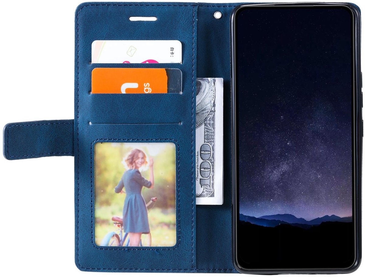Mobigear Telefoonhoesje geschikt voor HONOR 200 Hoesje | Mobigear Rhombus Bookcase Portemonnee | Pasjeshouder voor 3 Pasjes | Telefoonhoesje voor Pinpas / OV Kaart / Rijbewijs - Blauw