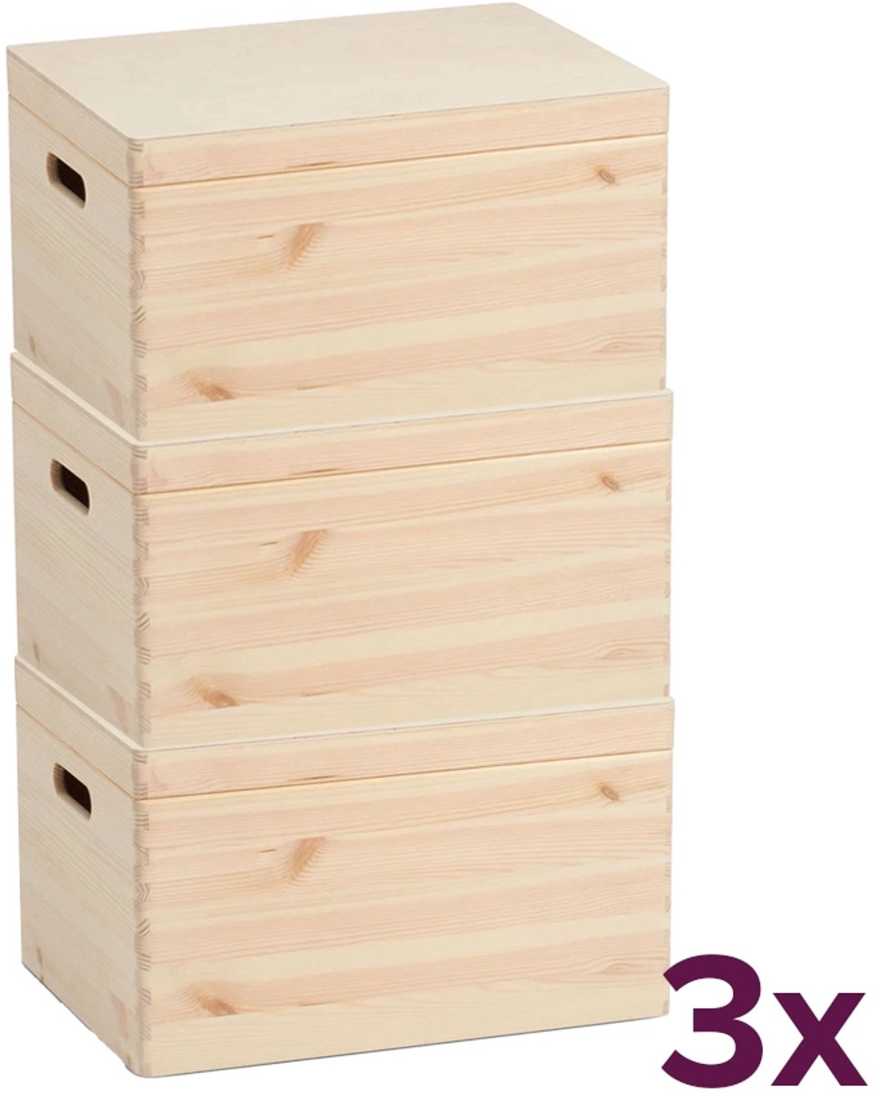 Zeller en kist met deksel medium hoog (voordeelbundel) present - Hout - Met deksel | Duurzaam