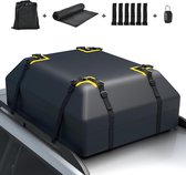 COSTWAY Dakkoffer voor auto, dakkoffer, waterdicht, met 6 deurhaken, cijferslot, antislip mat en draagtas, opvouwbare daktas, bagagebox voor auto's, bestelwagens, SUV's, zwart, 420 liter