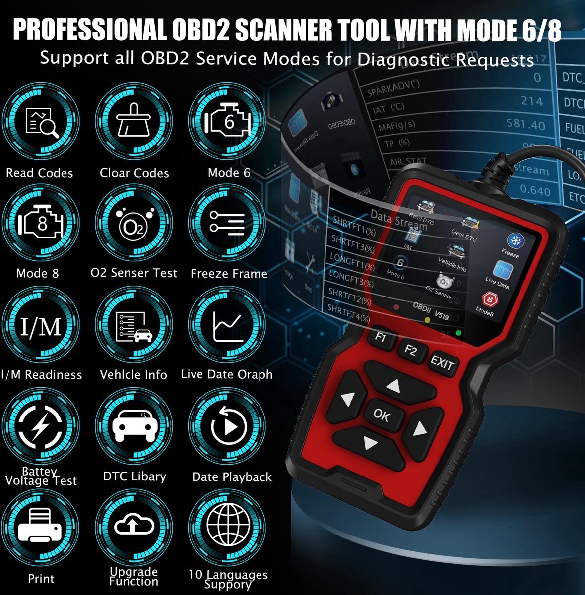 OBD Scanner - OBD2 - Auto uitlezen - Storing Verwijderen - NL Taal - Auto scanner - Diagnose apparatuur voor auto's - Motorstoring thumbnail 5