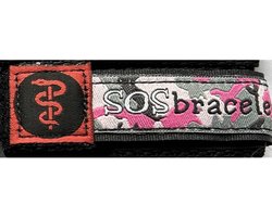 SOSbracelet camouflage roze medisch LARGE (12 jaar en ouder). Een origineel kado cadeau voor dochter vriendin Moederdag Valentijn Kerst en Sinterklaas IDSOLUTION