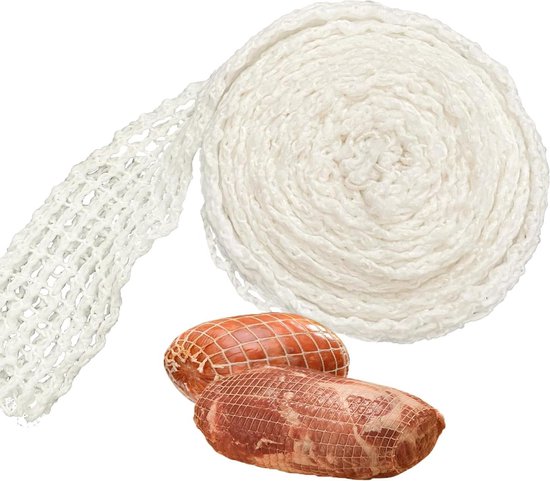 Vlees Net voor Roll Frituren Net, Frituren net Roll Frituren net gerookte Net Ham Net, Katoen Net voor het opslaan van roosteren koken vlees, Frituren Net Caliber 16, elastisch 11meter (11m