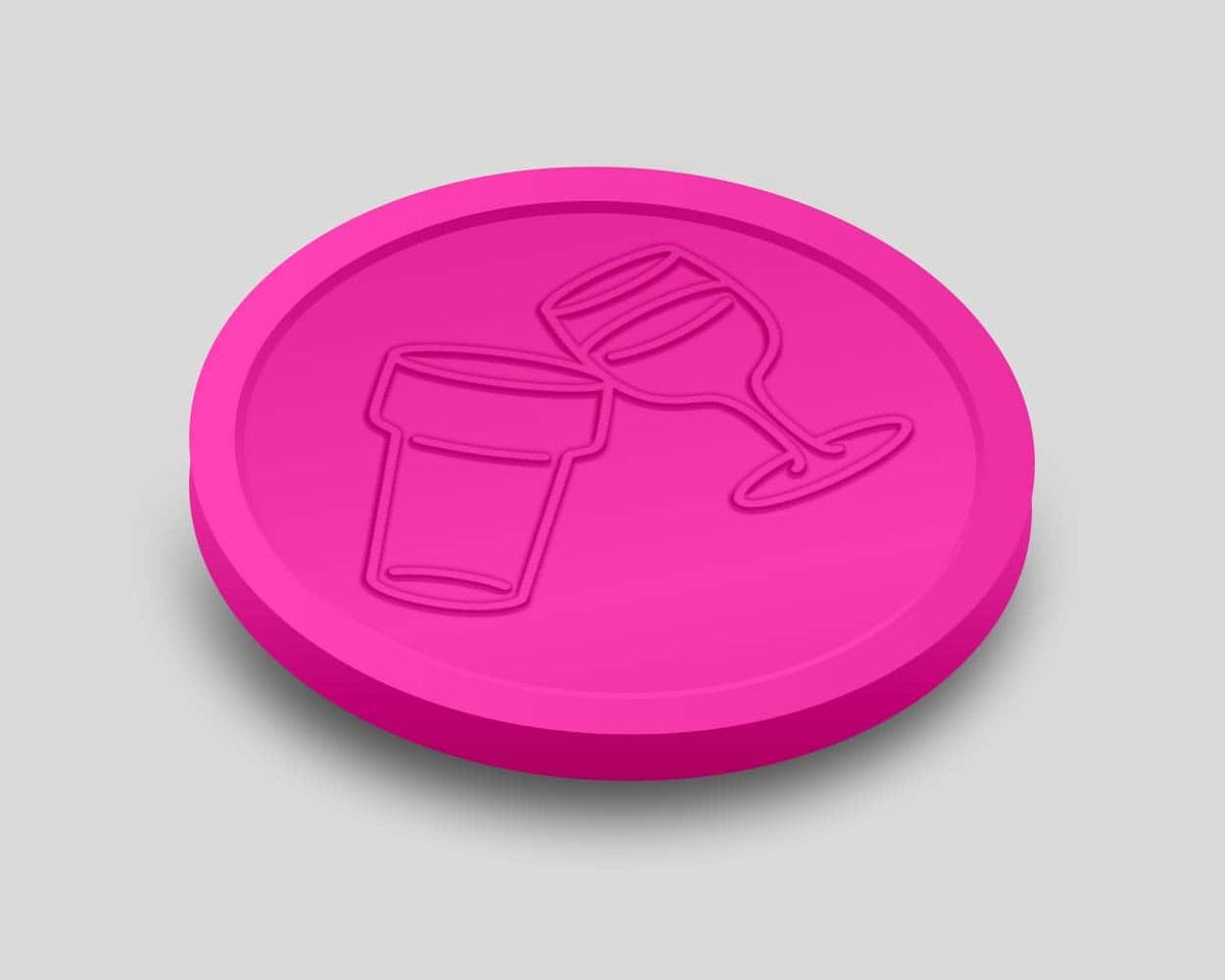 Reliëfmunten Bier en Wijn 29mm / Consumptiemunten / Betaalmunten (per 250 stuks) - FLUOR ROZE