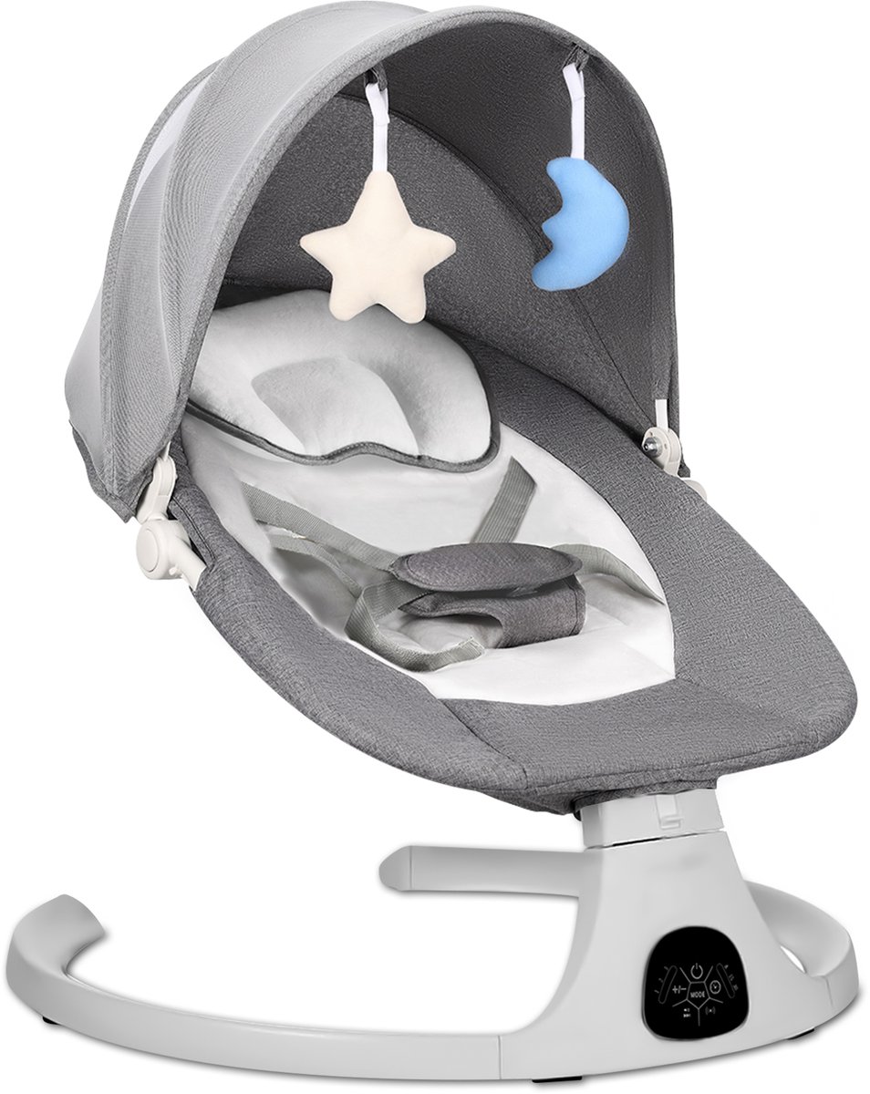 Goedkoopste Oemmie Elektrische wipstoel - Baby swing - Schommelstoel baby - Baby wipstoel - Inclusief bluetoothfunctie en afstandsbediening - 5 Schommelstanden - Grijs