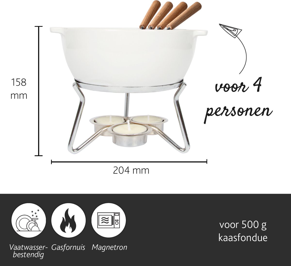 Boska Tapas Fondue Bianco - 300 ml - Kaasfondueset voor 174 gram Kaas : Boska
