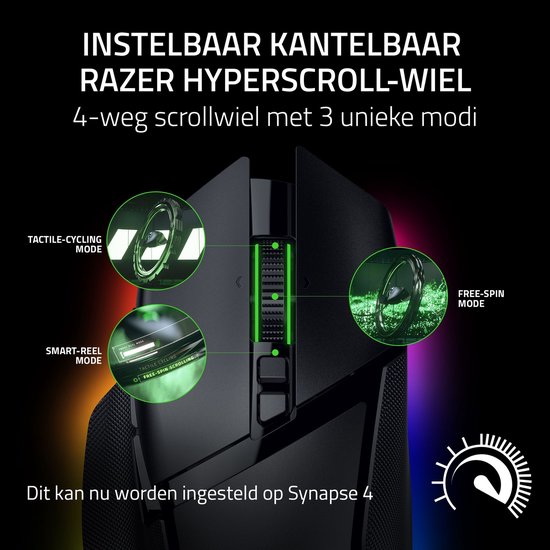 Razer Basilisk V3 Pro 35K - Draadloze Gaming Muis - Ergonomisch - RGB - 4-weg Scrollwiel - Zwart