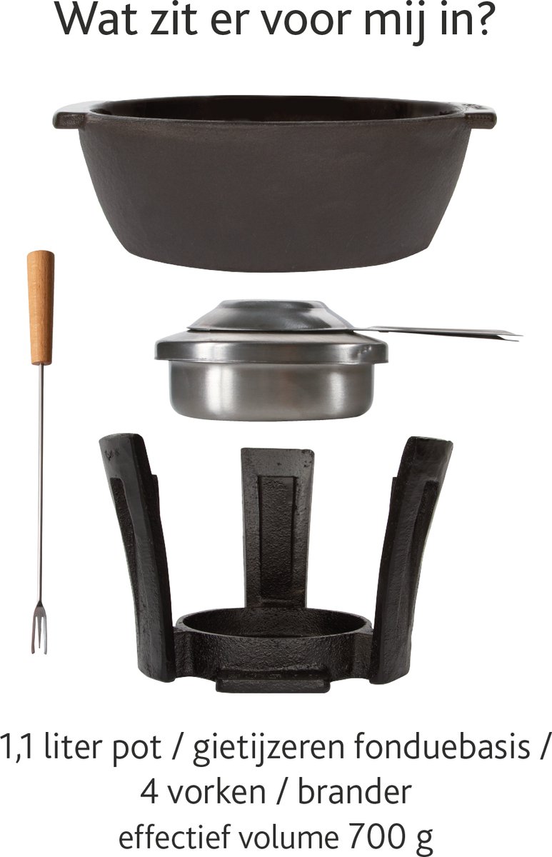 BOSKA Fondueset Party Pro - Kaasfondue - Fonduepannen - Gietijzer - 1,1 L – foto 2
