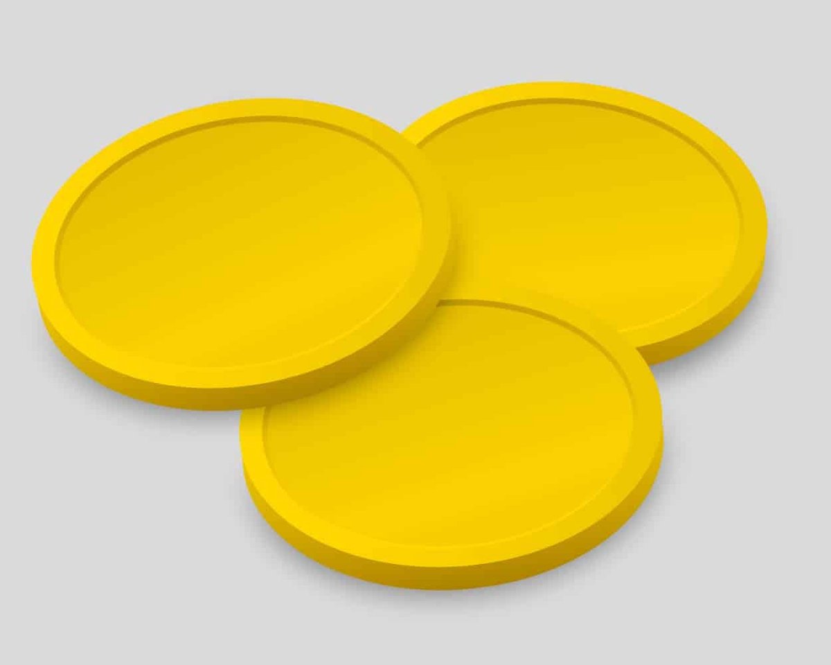 Blanco Consumptiemunten 29mm / Betaalmunten (per 250 stuks) - GEEL