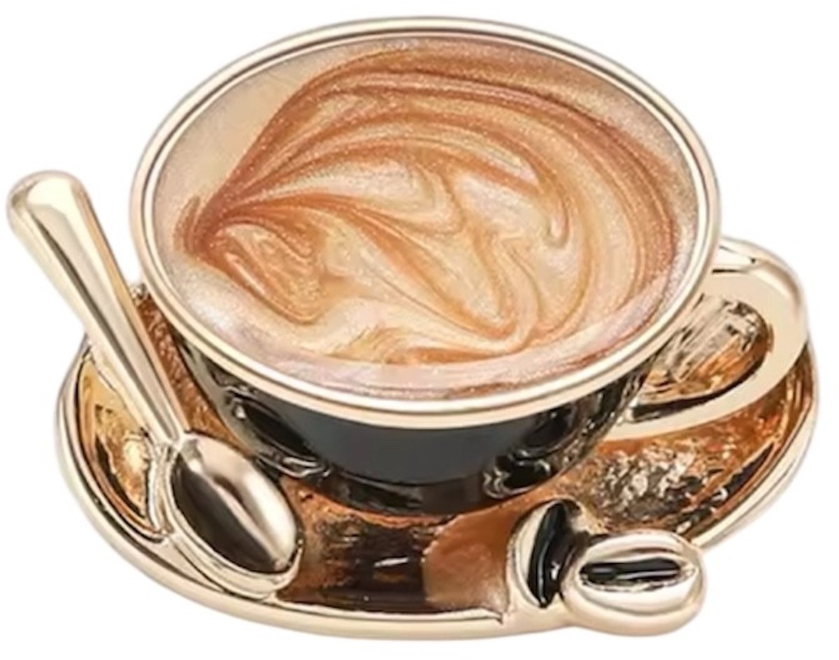 Broche kopje koffie (Coffee Cups Zwart/Goudkleurig ) 2.6 x 1.9 cm