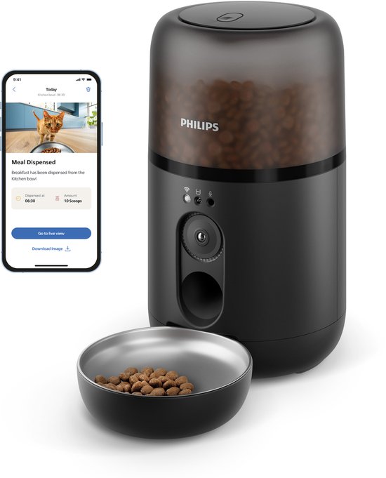 Philips Pet Series voerautomaat met camera, 4,5 liter, grijs (PAW5320/02)