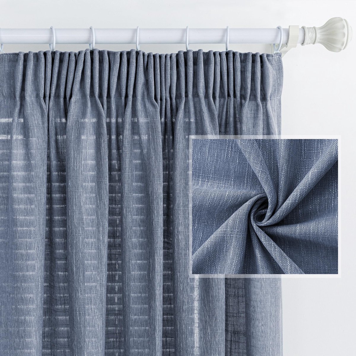 Unyqoos ® Grootformaat Gordijnset in Linnenlook voor Stijlvolle Woonkamers met Plooiband en Halftransparante Textuur grijs