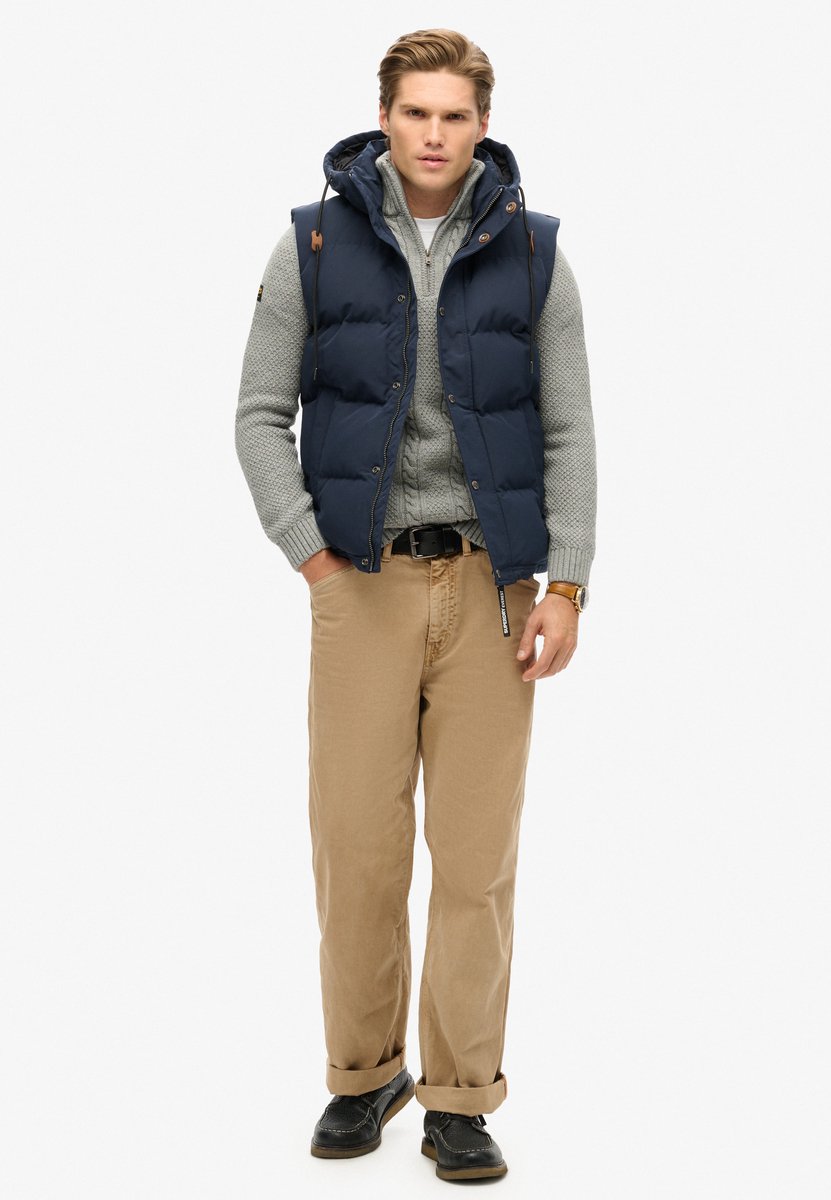 Superdry Everest pufferbodywarmer met capuchon Heren Gilets Marineblauw