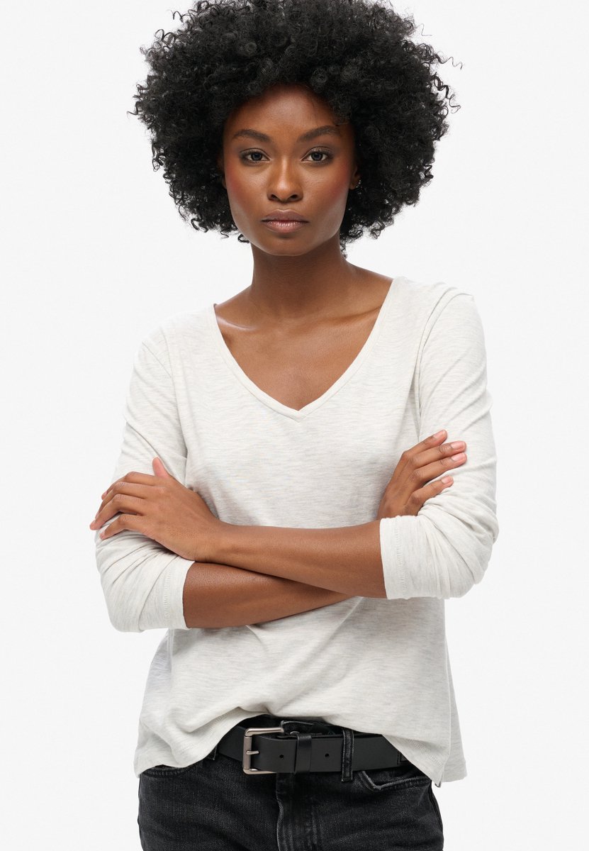 Superdry Jersey top met V-hals en lange mouwen Dames Grijs