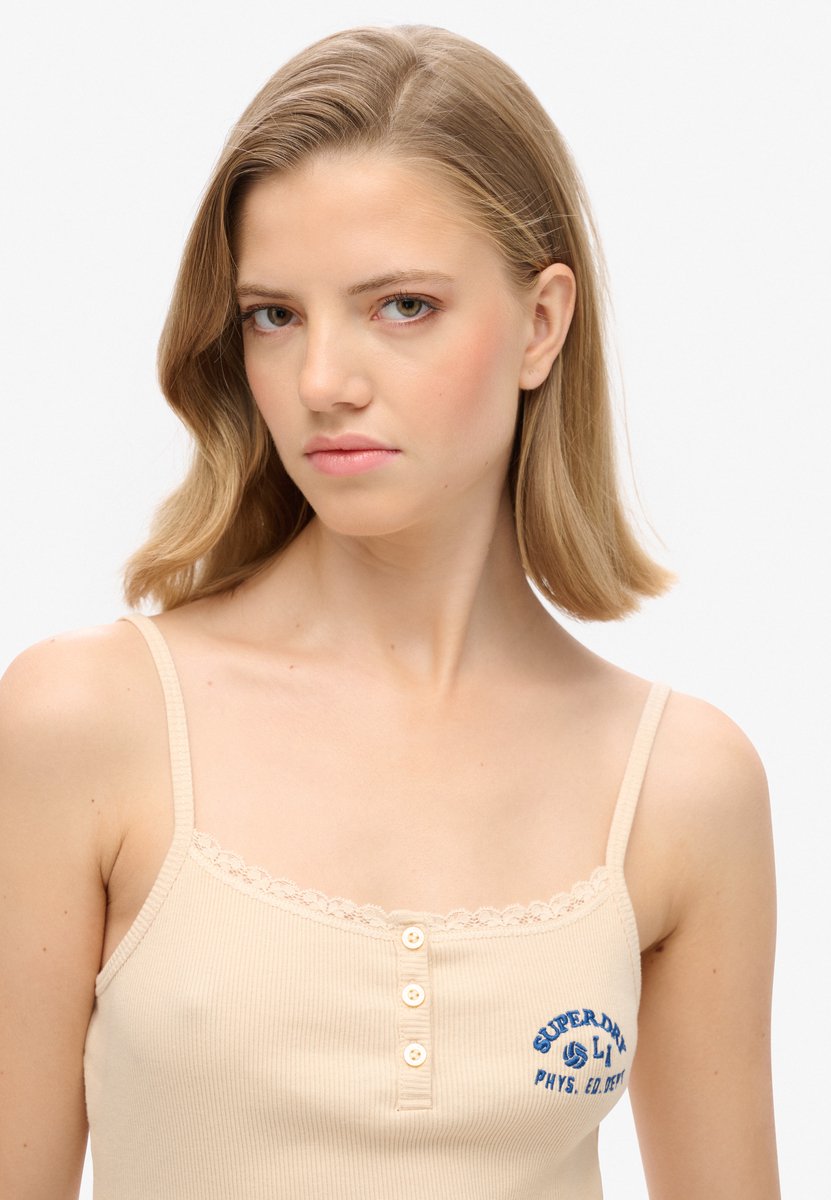 Superdry Essential camitopje met knoopsluiting Dames Vesten Beige
