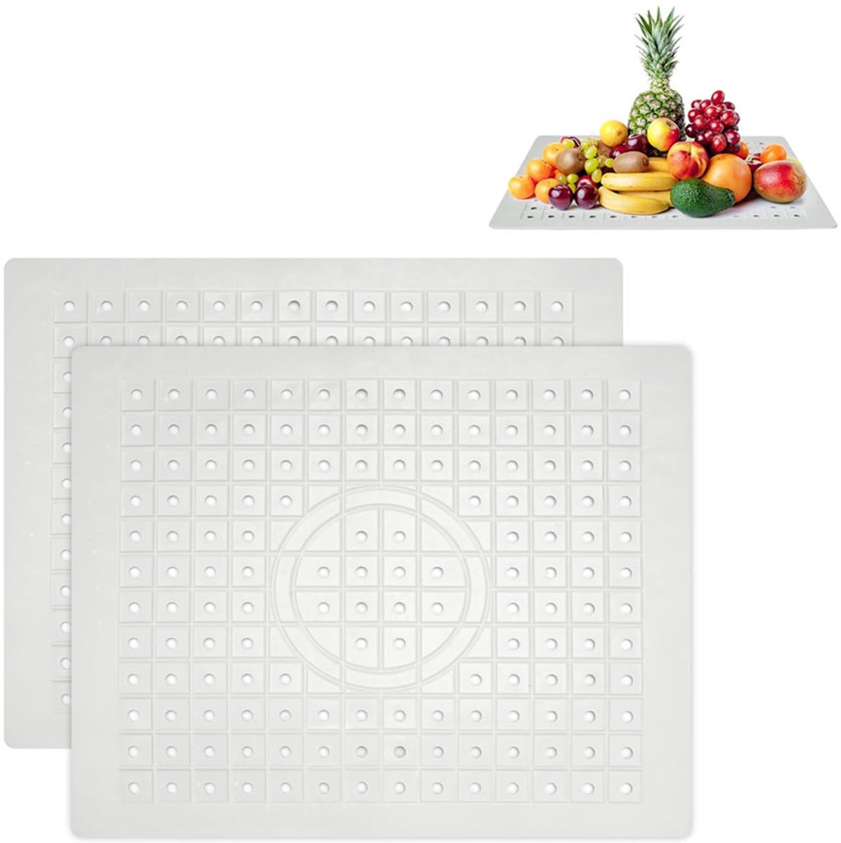 Gootsteenmat – 2 Stuks – 31x26 cm – Wit – Gootsteen Beschermer – Anti-Kras – Spoelbakmat – Keuken Accessoires – Rechthoekig – Rubber/Siliconen – Wasbak Matje