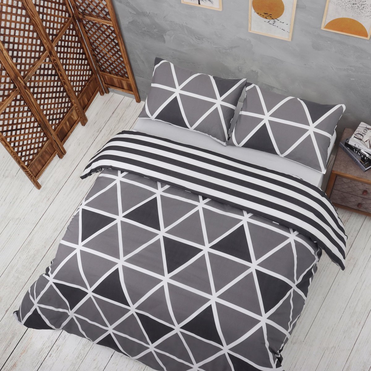 My Ninki ® Hoogwaardig Grijs Beddengoed Set 200x200 cm, Comfortabele en Stof